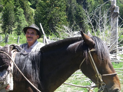 Don Victor, settler and our guide on the trail towards huechelepun, riding from Chile to argentina
